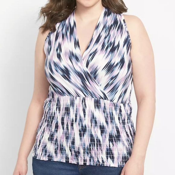 Lane Bryant Tops - Lane Bryant Double V neckline short sleeve peplum top 18/20